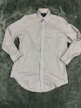 Buttoned Down Mens Striped Button-Down Dress Shirt Classic Fit 15 31